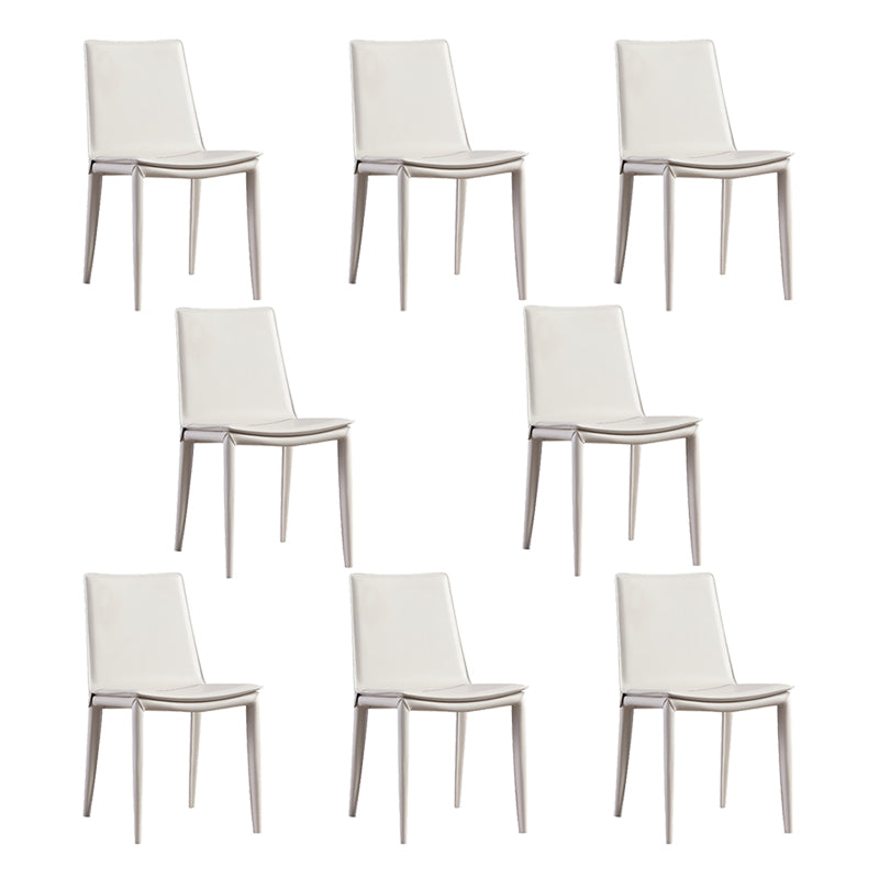 Faux Leather Side Chair Metal Base Armless Dining Chair for Bedroom
