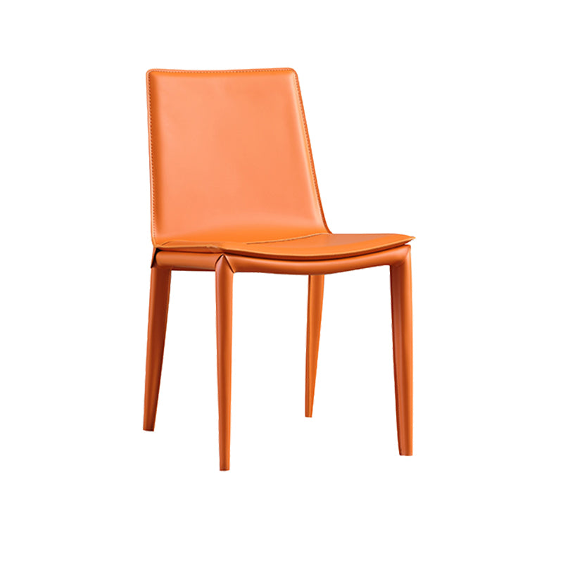 Faux Leather Side Chair Metal Base Armless Dining Chair for Bedroom