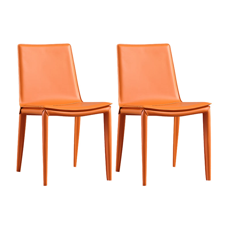 Faux Leather Side Chair Metal Base Armless Dining Chair for Bedroom