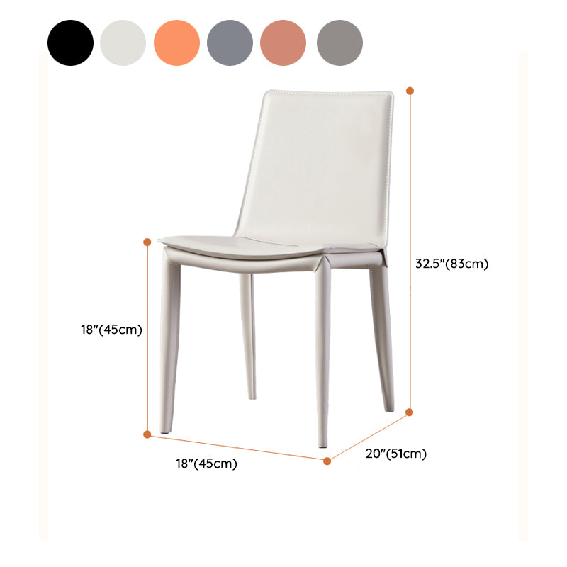 Faux Leather Side Chair Metal Base Armless Dining Chair for Bedroom