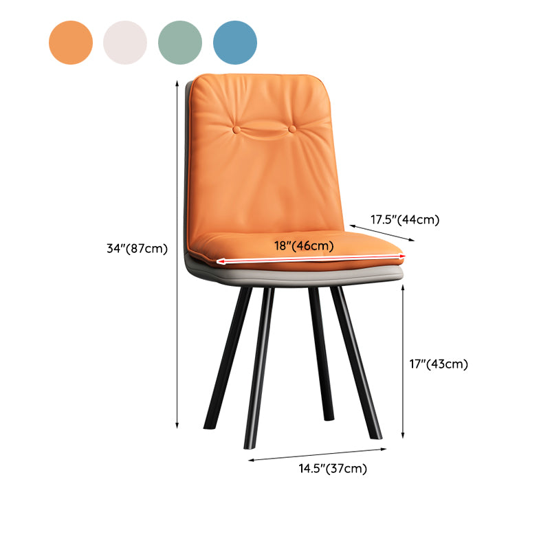 Industrial Style Side Chair Upholstered Side Dining Chair with Metal Base