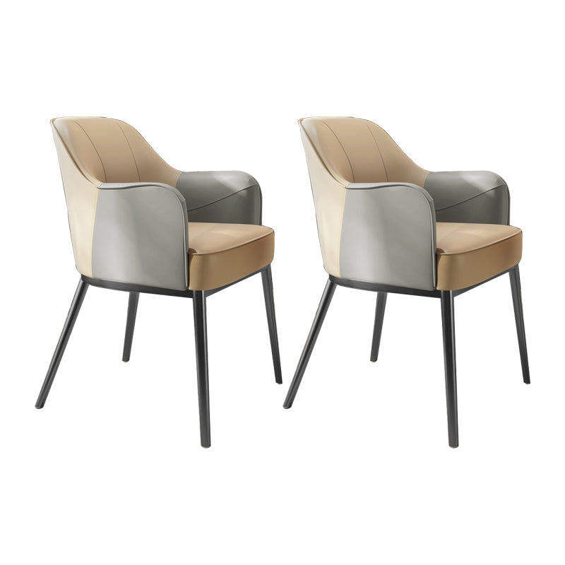 Industrial Style Arm Chair Faux Leather Dining Arm Chair for Bedroom