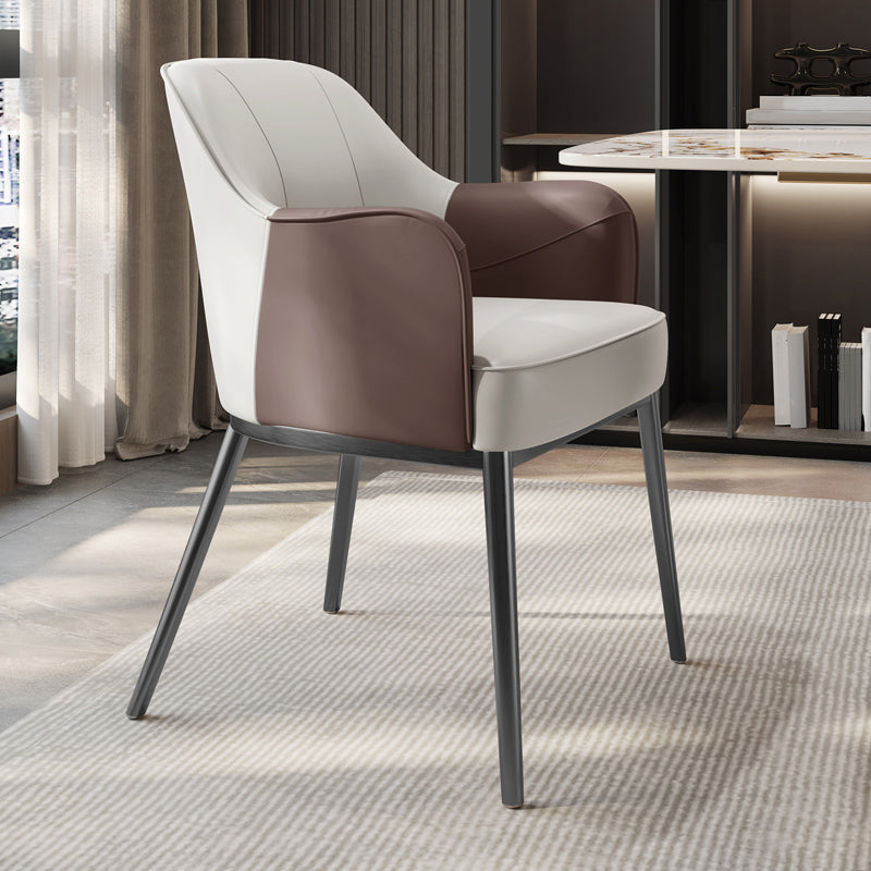 Industrial Style Arm Chair Faux Leather Dining Arm Chair for Bedroom