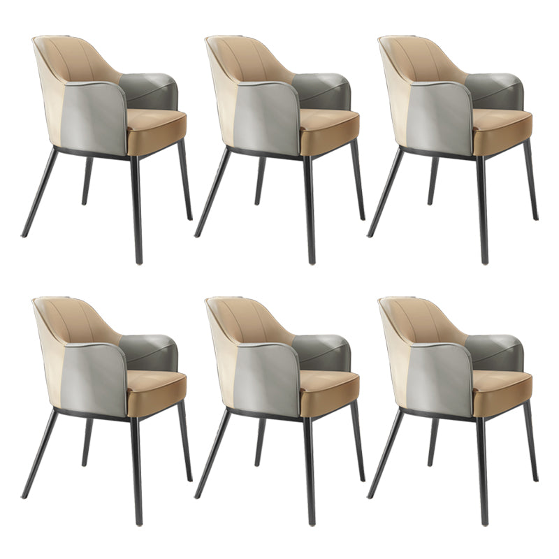 Industrial Style Arm Chair Faux Leather Dining Arm Chair for Bedroom