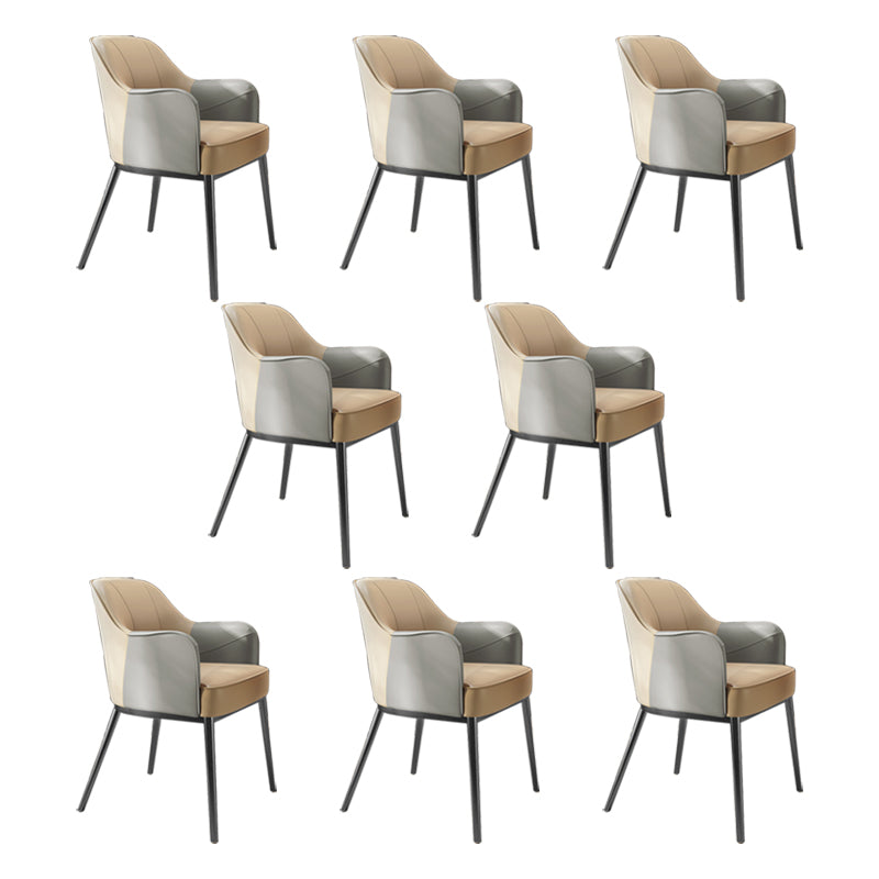 Industrial Style Arm Chair Faux Leather Dining Arm Chair for Bedroom