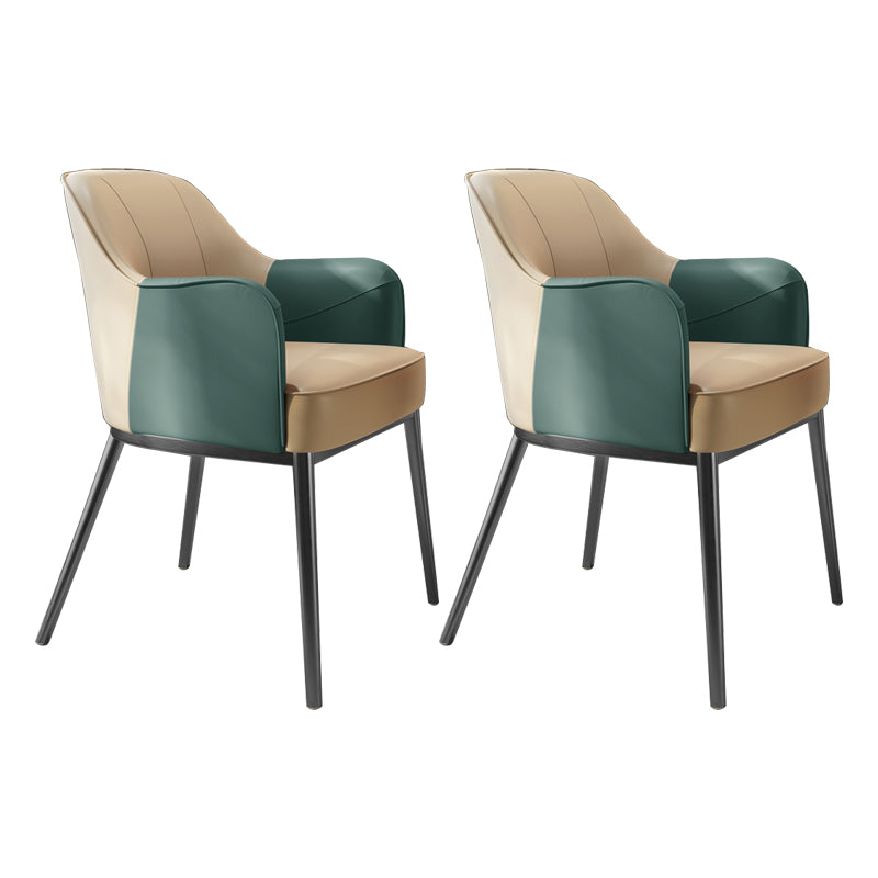 Industrial Style Arm Chair Faux Leather Dining Arm Chair for Bedroom