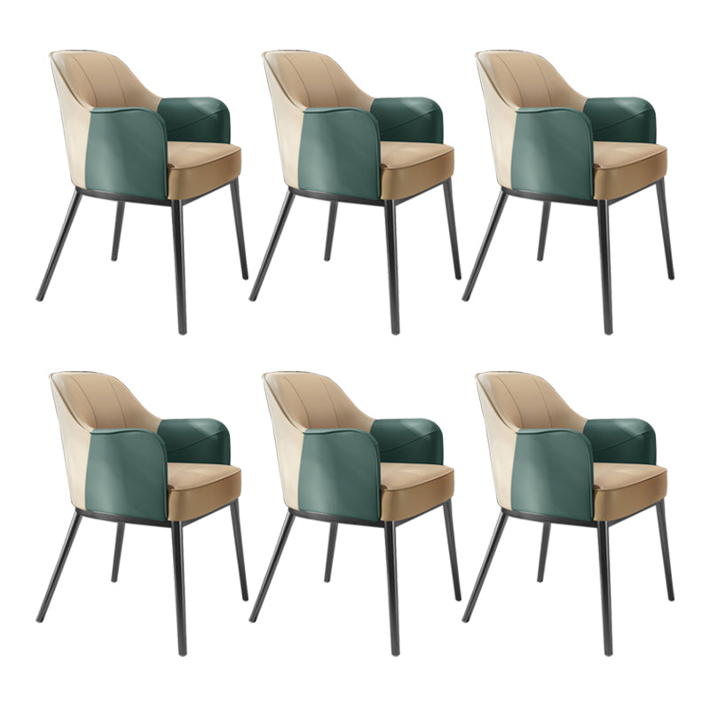 Industrial Style Arm Chair Faux Leather Dining Arm Chair for Bedroom