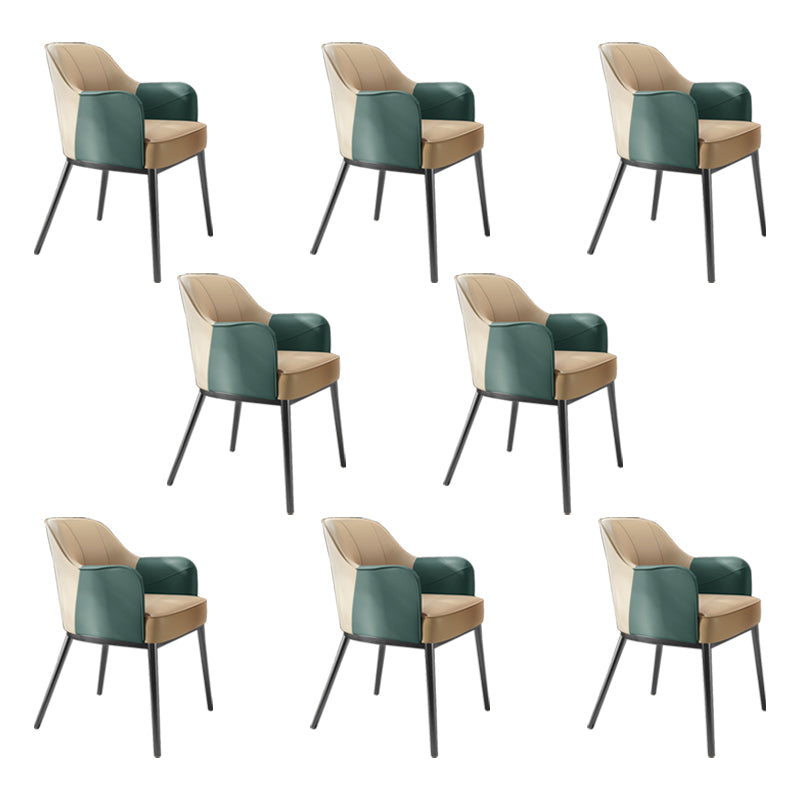 Industrial Style Arm Chair Faux Leather Dining Arm Chair for Bedroom