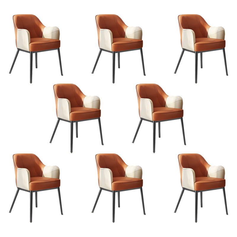 Industrial Style Arm Chair Faux Leather Dining Arm Chair for Bedroom