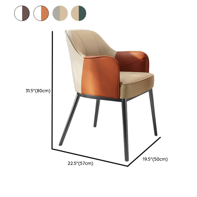 Industrial Style Arm Chair Faux Leather Dining Arm Chair for Bedroom