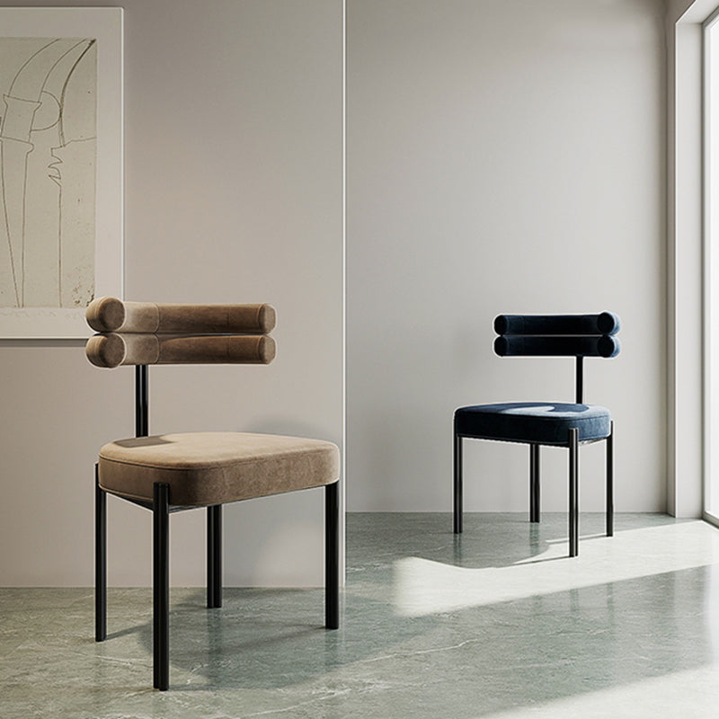 Modern Simple Metal Side Chair Upholstered Dining Chairs for Home Use