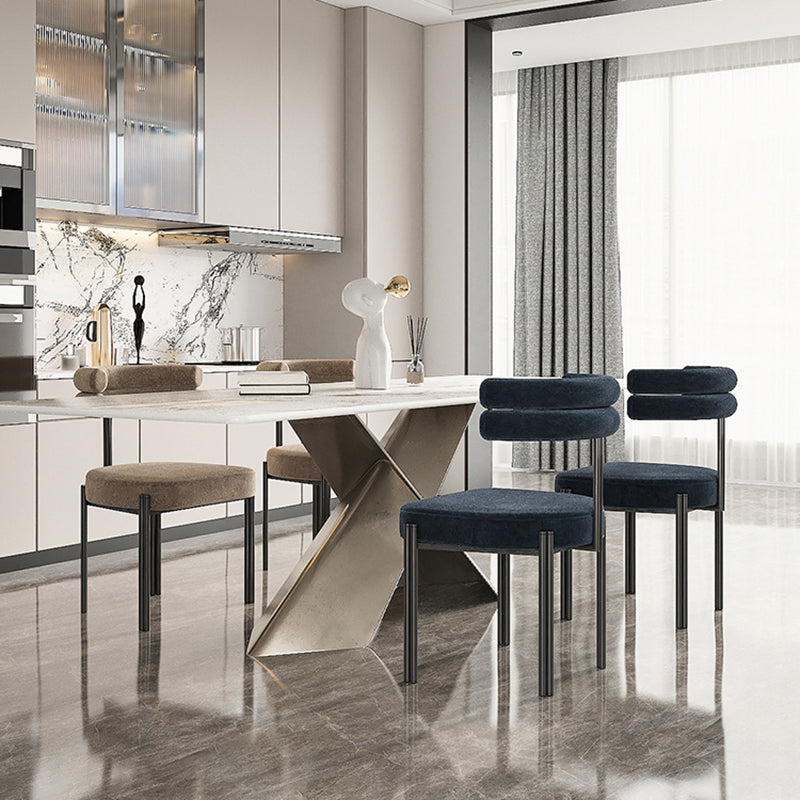 Modern Simple Metal Side Chair Upholstered Dining Chairs for Home Use