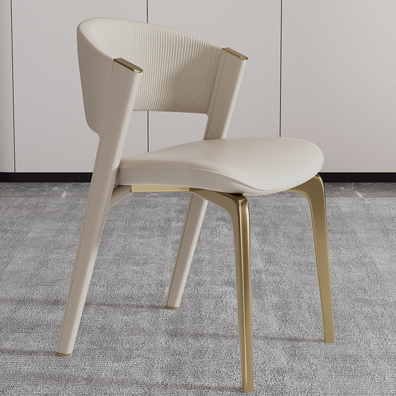 Glam Kitchen Dining Side Chair Open Back Metal Legs Armless Chair