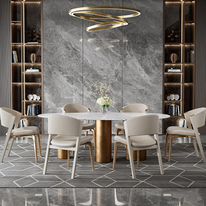 Glam Kitchen Dining Side Chair Open Back Metal Legs Armless Chair