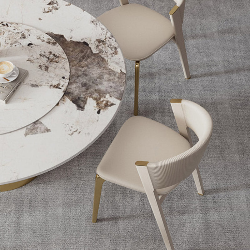 Glam Kitchen Dining Side Chair Open Back Metal Legs Armless Chair