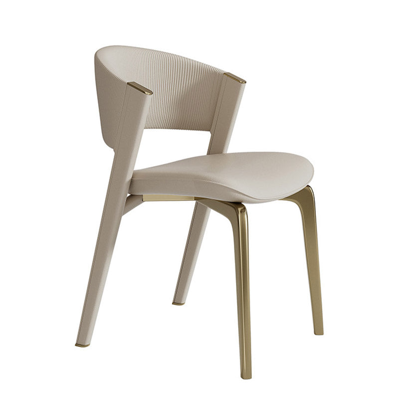 Glam Kitchen Dining Side Chair Open Back Metal Legs Armless Chair