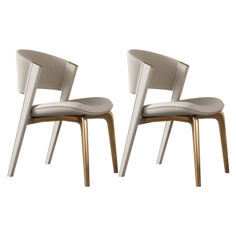 Glam Kitchen Dining Side Chair Open Back Metal Legs Armless Chair