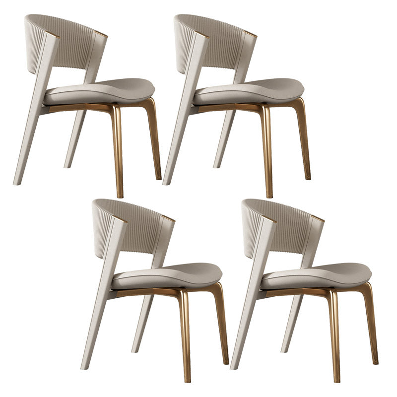 Glam Kitchen Dining Side Chair Open Back Metal Legs Armless Chair