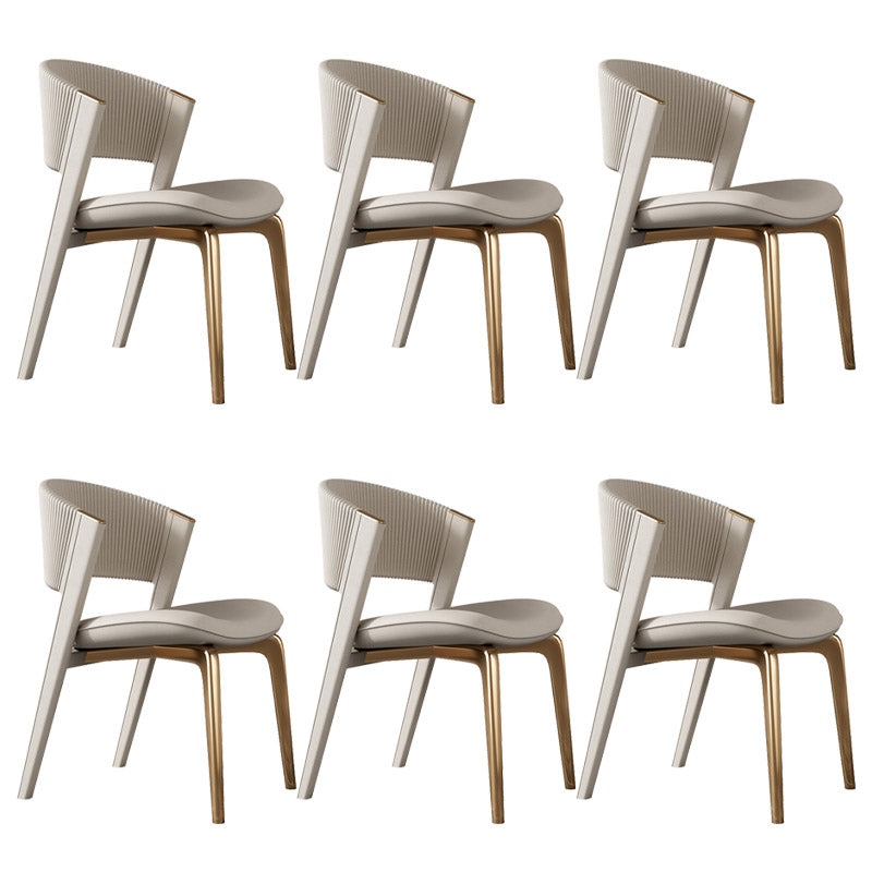 Glam Kitchen Dining Side Chair Open Back Metal Legs Armless Chair