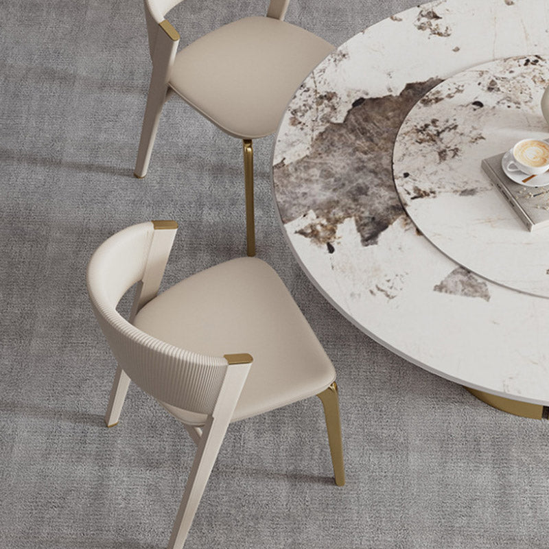 Glam Kitchen Dining Side Chair Open Back Metal Legs Armless Chair