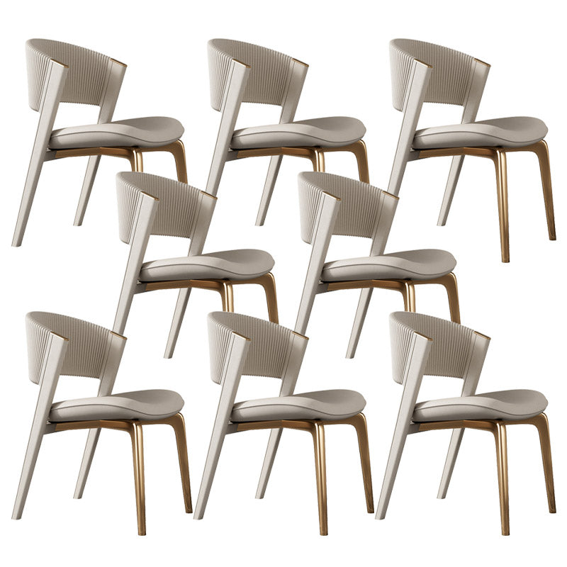 Glam Kitchen Dining Side Chair Open Back Metal Legs Armless Chair