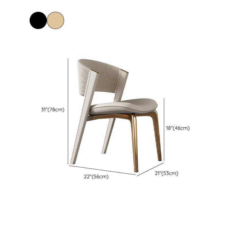Glam Kitchen Dining Side Chair Open Back Metal Legs Armless Chair