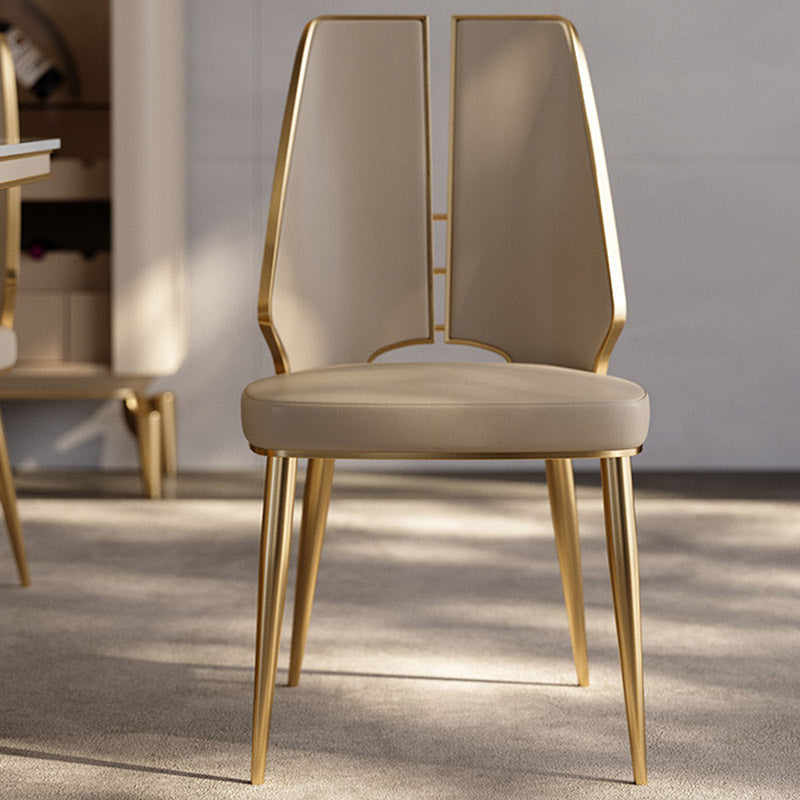 Kitchen Glam Dining Armless Chair Wingback Metal Legs Side Chair