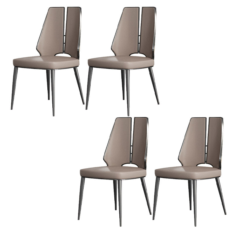 Kitchen Glam Dining Armless Chair Wingback Metal Legs Side Chair