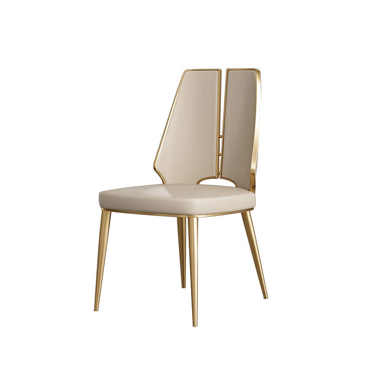 Kitchen Glam Dining Armless Chair Wingback Metal Legs Side Chair