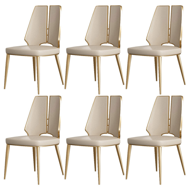 Kitchen Glam Dining Armless Chair Wingback Metal Legs Side Chair