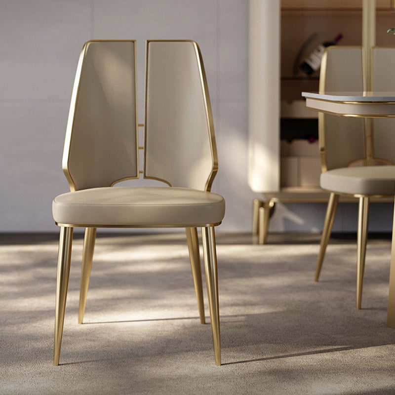 Kitchen Glam Dining Armless Chair Wingback Metal Legs Side Chair