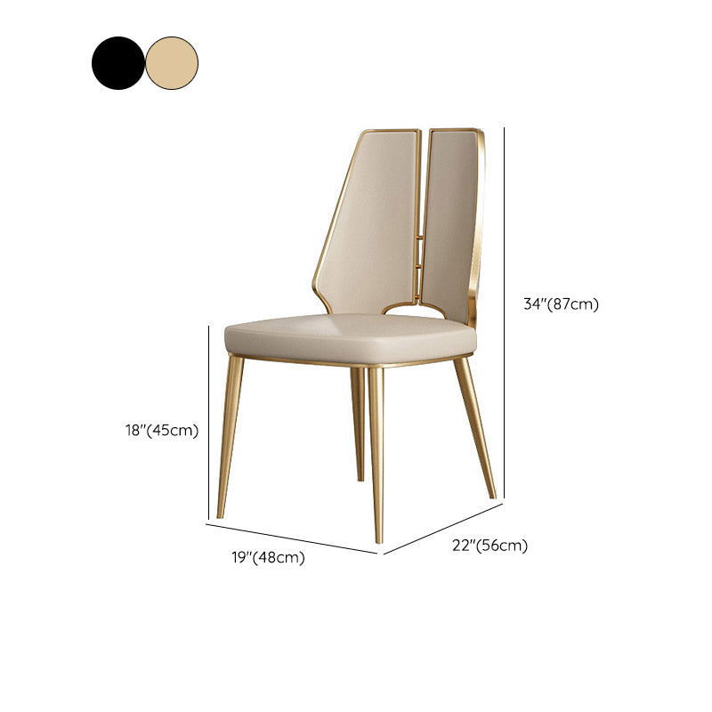 Kitchen Glam Dining Armless Chair Wingback Metal Legs Side Chair