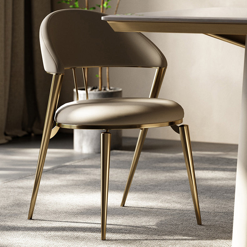 Glam Kitchen Side Chair Metal Legs Open Back Dining Armless Chair