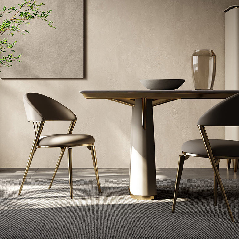 Glam Kitchen Side Chair Metal Legs Open Back Dining Armless Chair