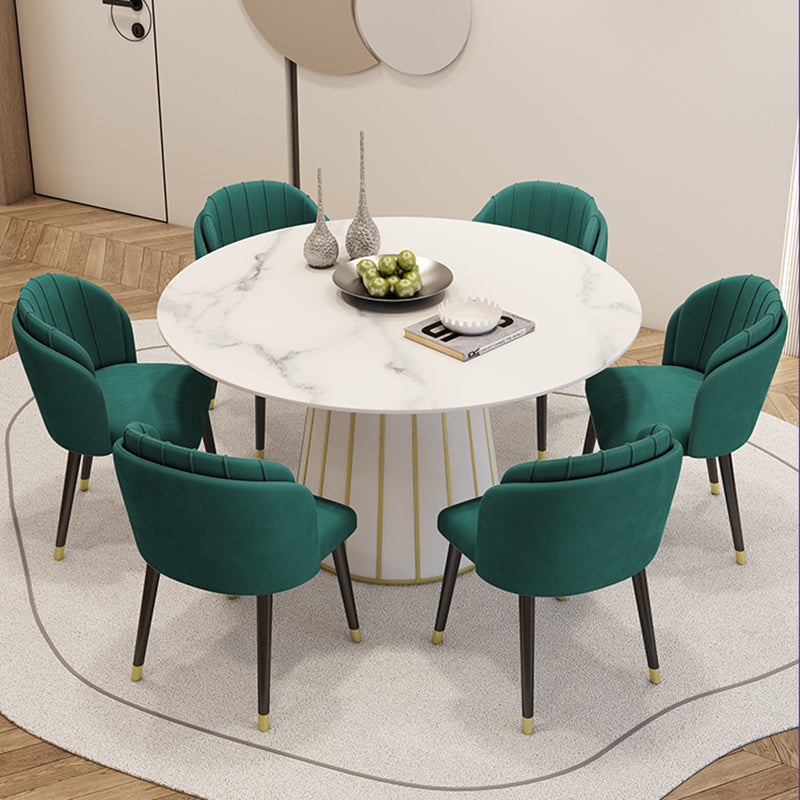 Glam Round Stone Dining Table 1/7 Pieces Dining Set for Dining Room