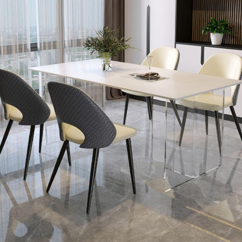 Modern Rectangle Stone Dining Table 1/4/5 Pieces Dining Set for Dining Room