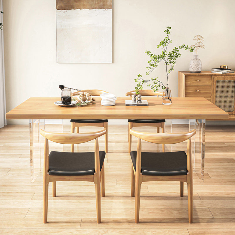 Modern Acrylic Dining Table Set 1/2/5/7 Pcs Natural Wood Dining Room Furniture Set