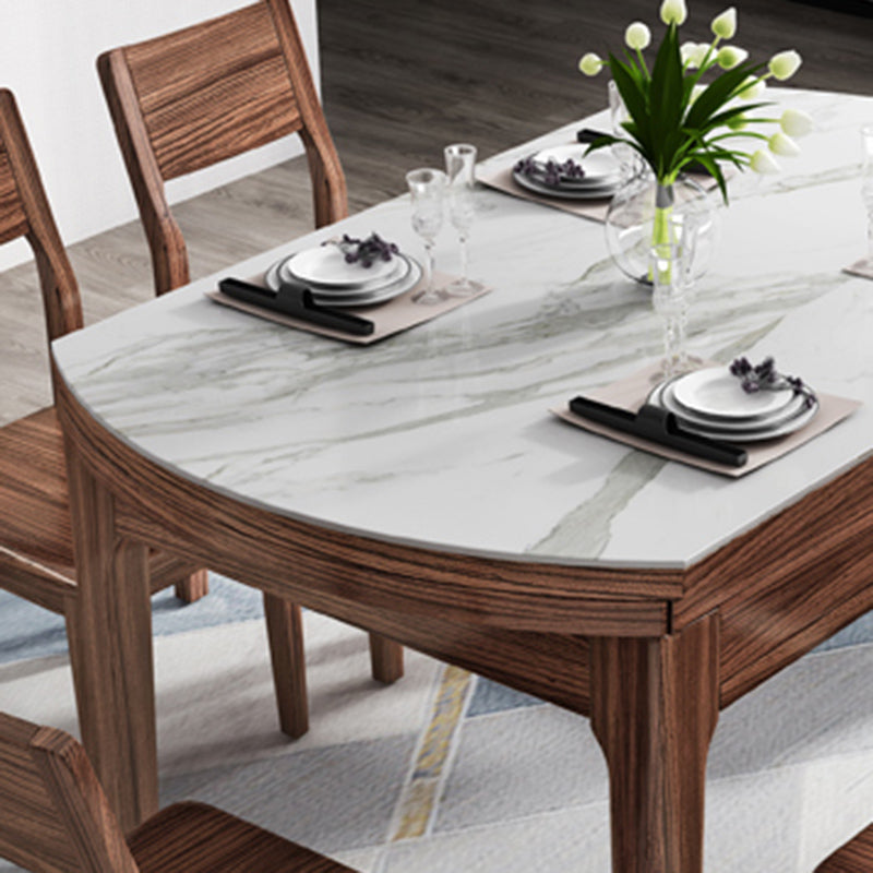 Contemporary Dining Set 1/7 Pcs Standard Height Dining Sets with Self Storing Leaves