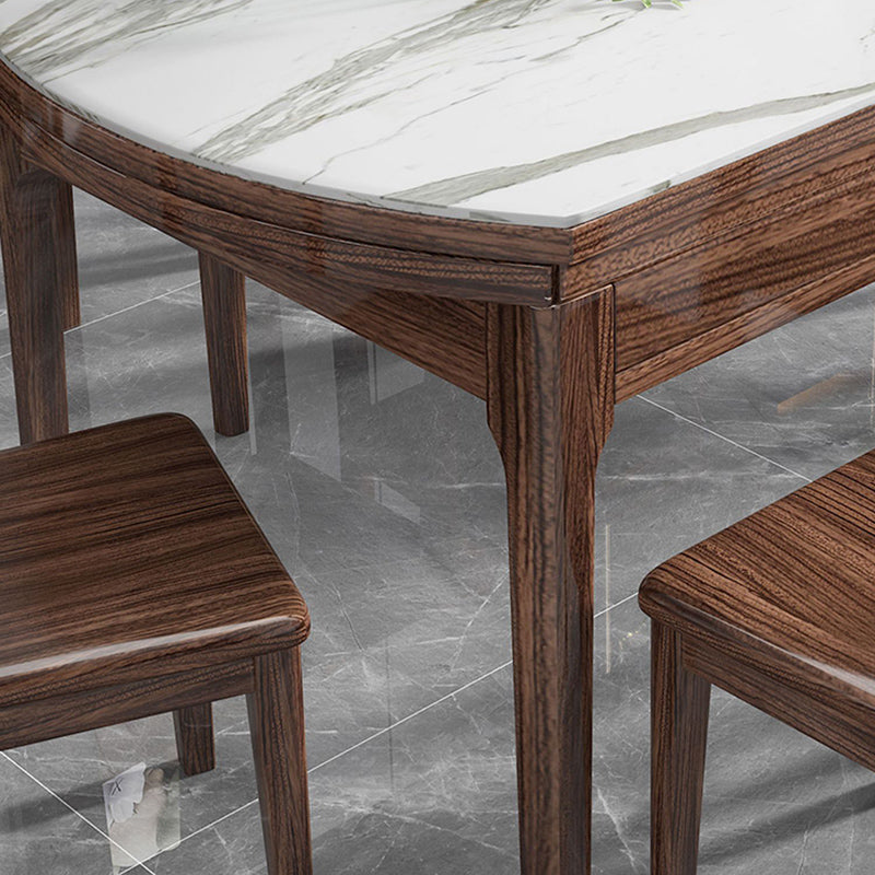 Contemporary Dining Set 1/7 Pcs Standard Height Dining Sets with Self Storing Leaves