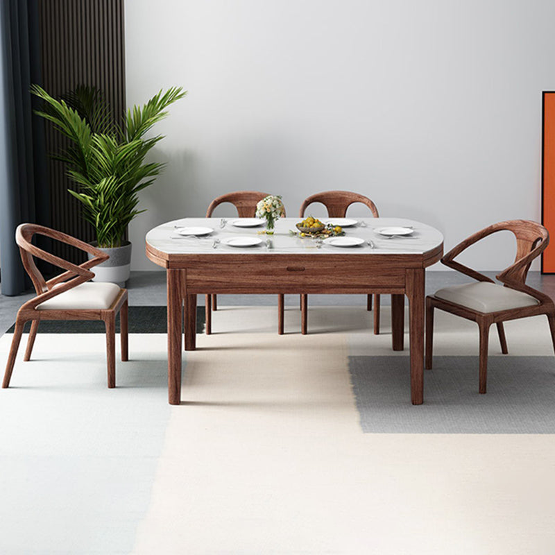 Modern Stone Furniture 1/5/7 Pcs Standard Height Dining Sets with Self Storing Leaves