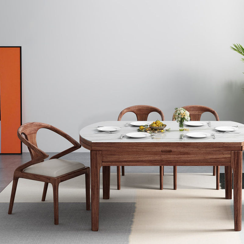 Modern Stone Furniture 1/5/7 Pcs Standard Height Dining Sets with Self Storing Leaves