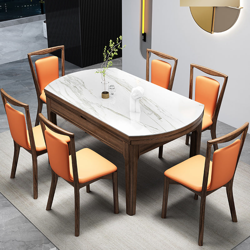 Solid Wood Furniture 1/7 Pcs Standard Height Dining Set with Self Storing Leaves