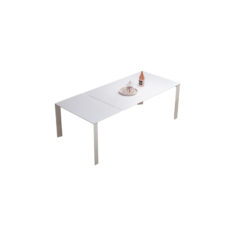 Modern 1/3/4/7 Pieces Dining Room Table Rectangle Stone Extendable Furniture in White