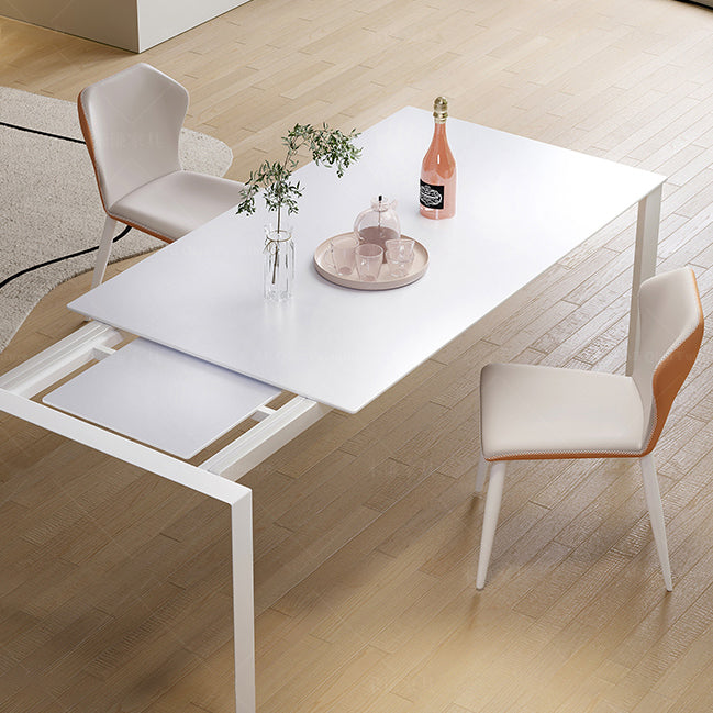 Modern 1/3/4/7 Pieces Dining Room Table Rectangle Stone Extendable Furniture in White