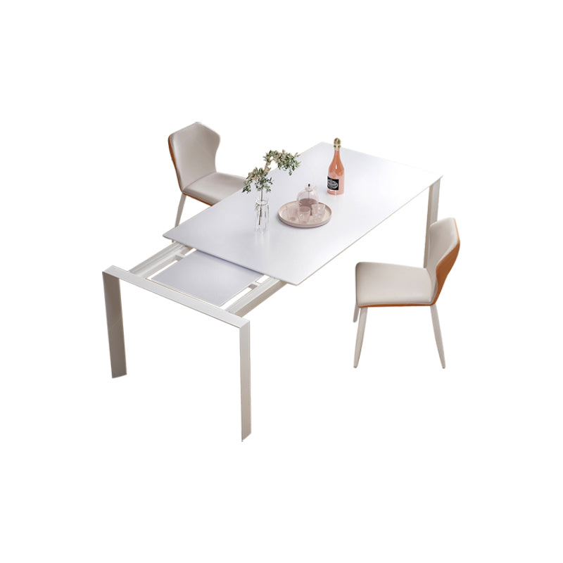 Modern 1/3/4/7 Pieces Dining Room Table Rectangle Stone Extendable Furniture in White