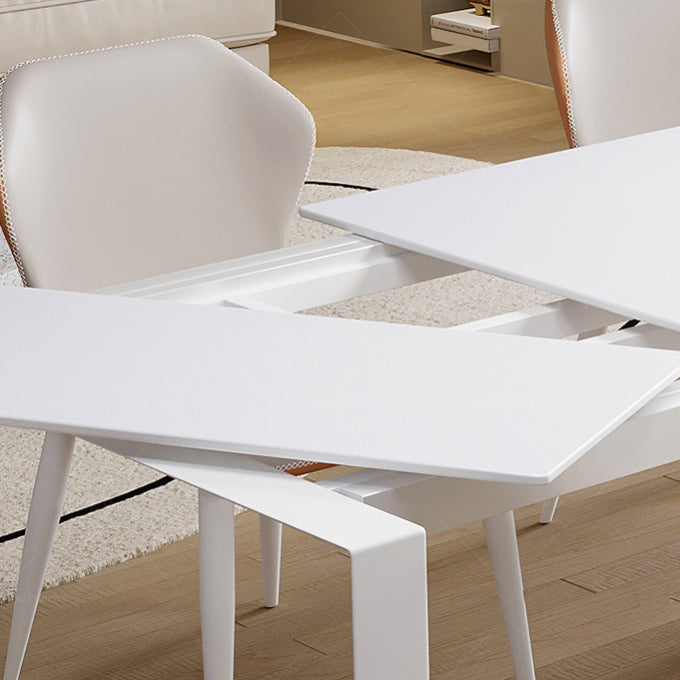 Modern 1/3/4/7 Pieces Dining Room Table Rectangle Stone Extendable Furniture in White
