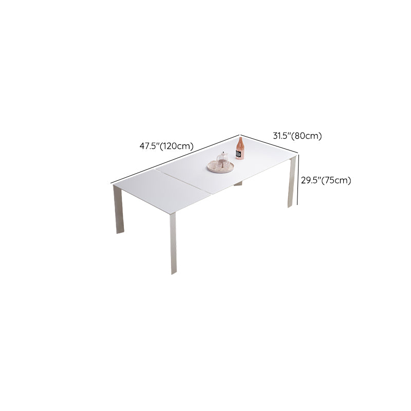 Modern 1/3/4/7 Pieces Dining Room Table Rectangle Stone Extendable Furniture in White