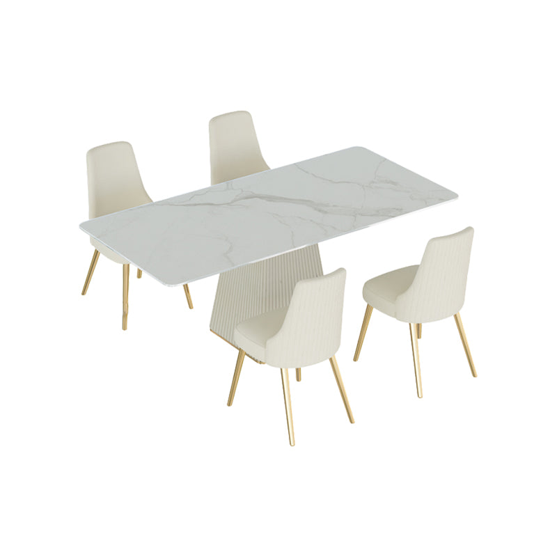 Modern 1/4/5/6/7 Pieces Dining Room Table Rectangle Stone Furniture in White
