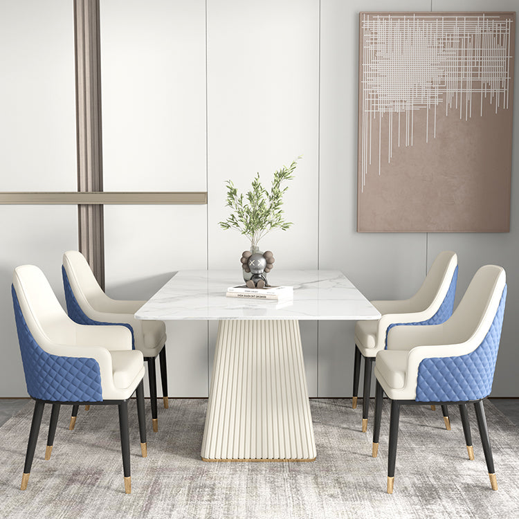 Modern 1/4/5/6/7 Pieces Dining Room Table Rectangle Stone Furniture in White