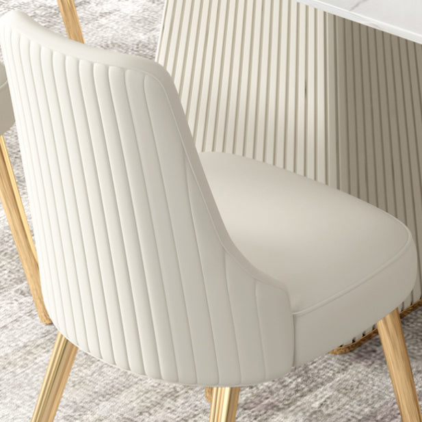 Modern 1/4/5/6/7 Pieces Dining Room Table Rectangle Stone Furniture in White